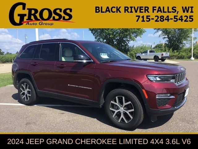 2024 Jeep Grand Cherokee Limited in Velvet Red Pearlcoat — front three-quarter view