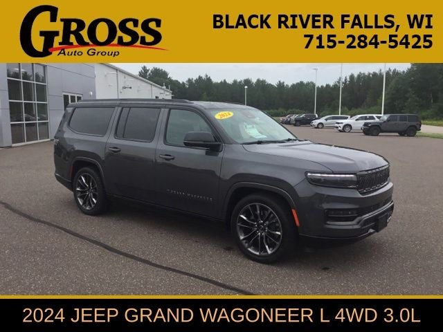 2024 Jeep Grand Wagoneer L Series II Obsidian in Baltic Gray Metallic Clearcoat — front three-quarter view