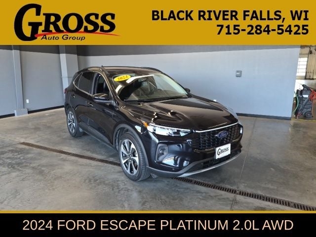 2024 Ford Escape Platinum in Agate Black Metallic — front three-quarter view