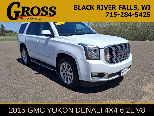 2015 GMC Yukon Denali in Summit White — front three-quarter view