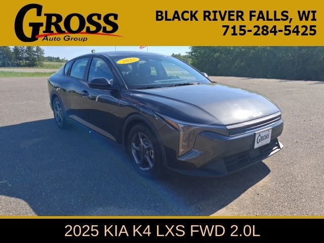 2025 Kia K4 LXS in Interstellar Gray — front three-quarter view