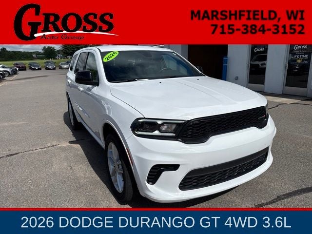 2026 Dodge Durango GT in White Knuckle Clearcoat — front three-quarter view