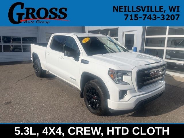2021 GMC Sierra 1500 Elevation in Summit White — front three-quarter view