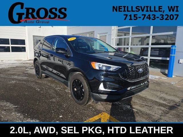2024 Ford Edge SEL in Agate Black Metallic — front three-quarter view