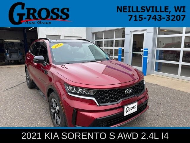 2021 Kia Sorento S in Passion Red Tintcoat — front three-quarter view