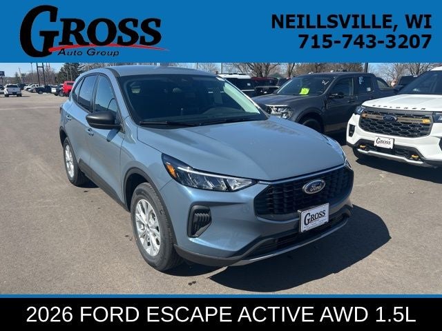 2026 Ford Escape Active in Vapor Blue Metallic — front three-quarter view