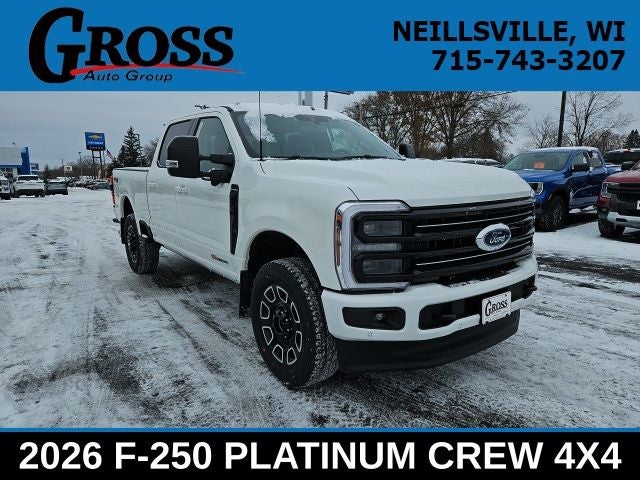 2026 Ford F-250SD Platinum in Star White Metallic Tri-Coat — front three-quarter view