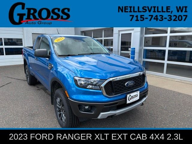 2023 Ford Ranger XLT in Blue Metallic — front three-quarter view