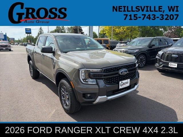 2026 Ford Ranger XLT in Marsh Gray — front three-quarter view