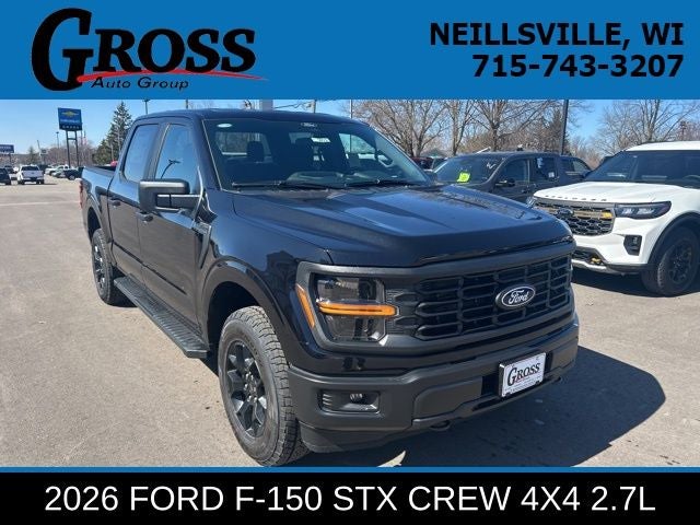 2026 Ford F-150 STX in Agate Black Metallic — front three-quarter view
