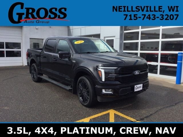 2024 Ford F-150 Platinum in Agate Black Metallic — front three-quarter view