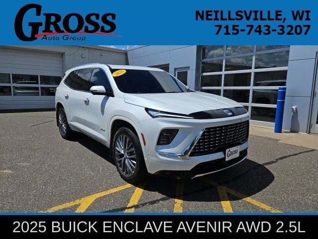 2025 Buick Enclave Avenir in White Frost Tricoat — front three-quarter view